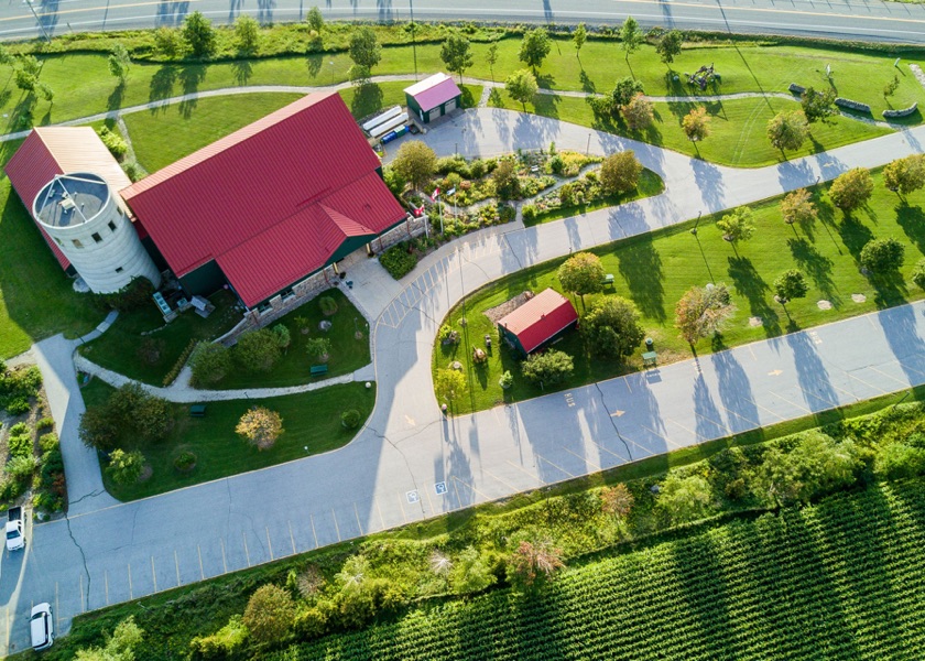 An aerial view of the Museum of Dufferin
