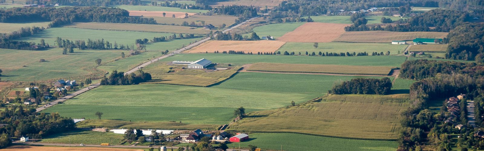 Aerial shot of rural Dufferin County landscape.